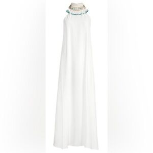 NWT My Beachy Side - Beaded Halter Cover-up Maxi Dress Collar Size small